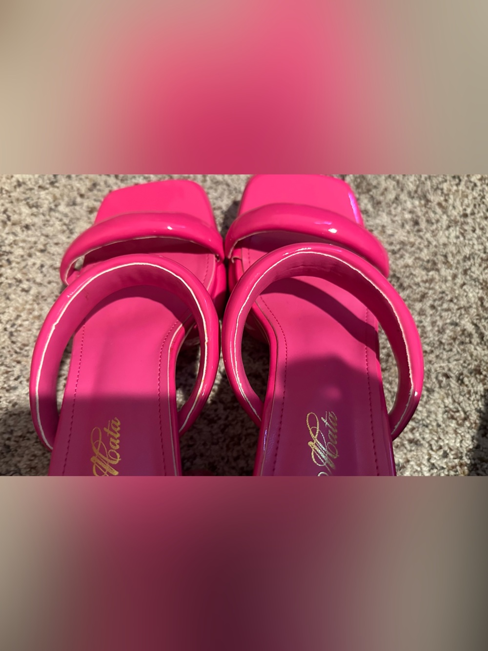 Hot Pink Women’s Strappy Block Heel Sandals -